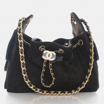 Pre Owned Chanel Mini Suede 25 Hobo Brown Suede Shoulder Bag