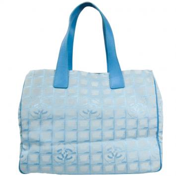 Pre Owned Chanel Blue Nylon New Travel Line Tote