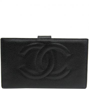 Pre Owned Chanel Black Leather CC Bifold Wallet