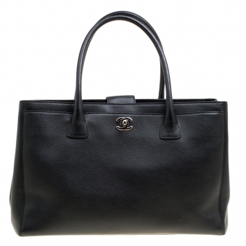 Pre Owned Chanel Black Leather Large Cerf Executive Tote