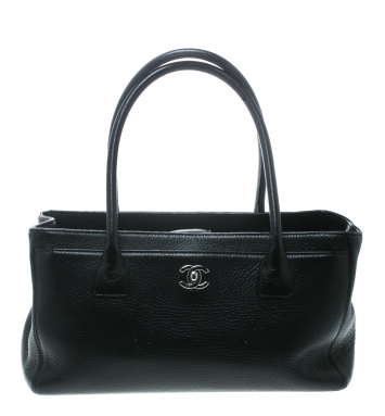 Pre Owned Chanel Black Leather Small Cerf Executive Tote