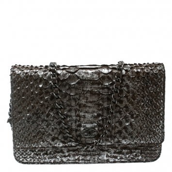 Pre Owned Chanel Brown/Grey Python CC Wallet on Chain