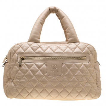 Pre Owned Chanel Gold Iridescent Quilted Leather Coco Cocoon Bowler Bag