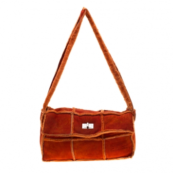 Pre Owned Chanel Orange Suede and Mouton Fur Reissue Shoulder Bag