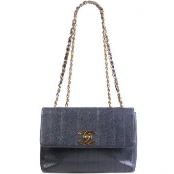 مملوكة مسبقًا Chanel Navy Blue Caviar Leather Vintage Flap Bag