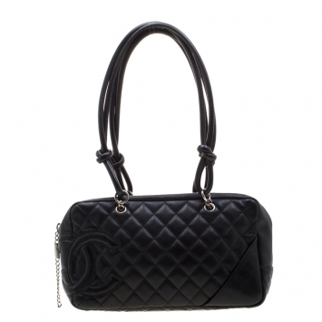 Pre Owned Chanel Black Quilted Leather Cambon Ligne Bowler Bag