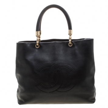 Pre Owned Chanel Black Calfskin Leather CC Tote