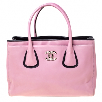 Pre Owned Chanel Pink Leather Cerf Shopper Tote