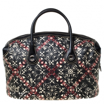 Pre Owned Chanel Black Printed Coated Canvas Boston Bag
