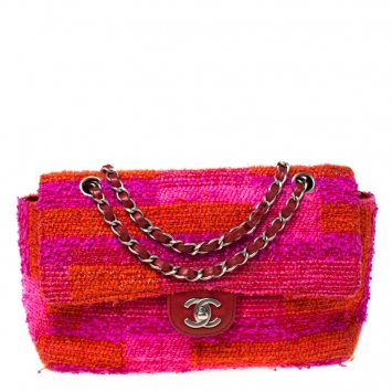 Pre Owned Chanel Multicolor Tweed Medium Classic Single Flap Bag