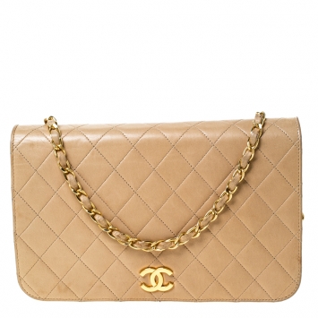 مملوكة مسبقًا Chanel Beige Quilted Leather Vintage Flap Bag