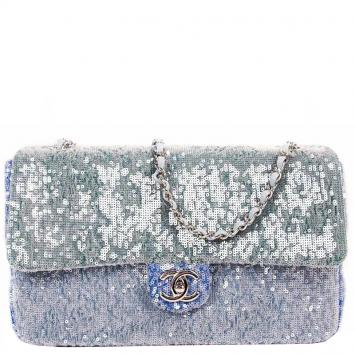 مملوكة مسبقًا Chanel Blue Sequin Medium Waterfall Sequin Flap Bag