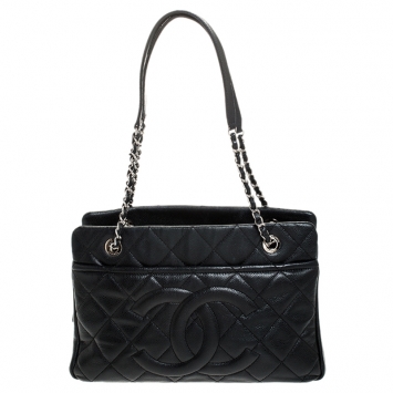 Pre Owned Chanel Black Quilted Leather CC Timeless Tote