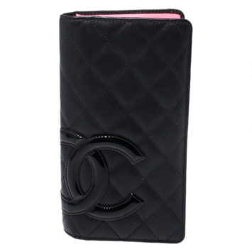 Pre Owned Chanel Black Leather Cambon Ligne Bifold Wallet