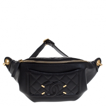 Pre Owned Chanel Black Caviar Leather Bi Classic Belt Bag
