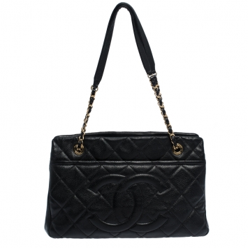 Pre Owned Chanel Black Quilted Leather CC Timeless Tote