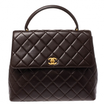 Pre Owned Chanel Brown Quilted Leather Jumbo Vintage Kelly Bag