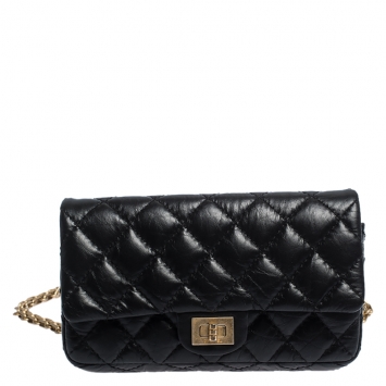 Pre Owned Chanel Black Quilted Leather Reissue 2.55 Belt Bag