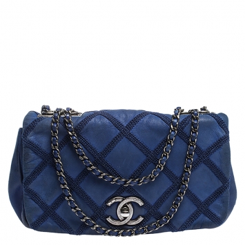 مملوكة مسبقًا Chanel Electric Blue Diamond Stitch Leather Mini Flap Bag