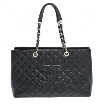 Pre Owned Chanel Black Caviar Leather Grand Shopping Tote