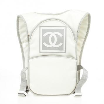 Pre Owned Chanel White Nylon Sport Flat Backpack Bag