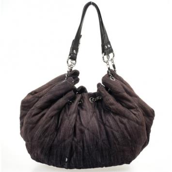 Pre Owned Chanel Brown Denim XL Coco Cabas Spirit Hobo Bag