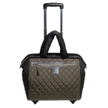 Pre Owned Chanel Fatigue Quilted Nylon Coco Cocoon Rolling Trolley