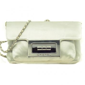 Pre Owned Chanel Evening bag in Duchess Satin and Ruthenium hardware