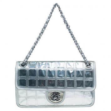 مملوكة مسبقًا Chanel Silver Leather Ice Cube Limited Edition Flap Bag