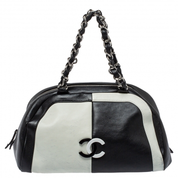 Pre Owned Chanel Bicolor Leather CC Bowling Bag