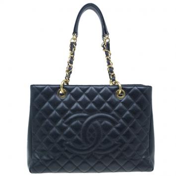 Pre Owned Chanel Black Caviar Leather Grand Shopper Tote GST