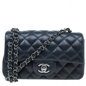 Pre Owned Chanel Black Quilted Leather New Mini Classic Single Flap Bag