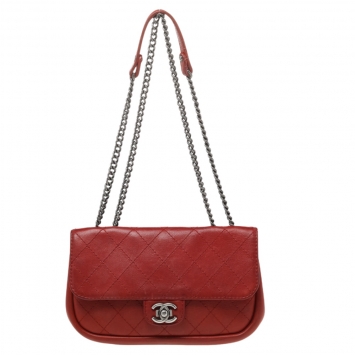 Pre Owned Chanel Red Quilted Leather Single Flap Bag