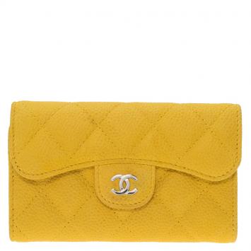 Pre Owned Chanel Yellow Calfskin iPhone 5 Case and Card Holder