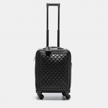 Pre Owned Chanel Black Quilted Caviar Leather Coco Case Trolley