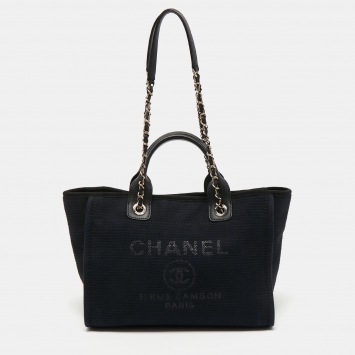 Pre Owned Chanel Black Canvas Small Deauville Tote