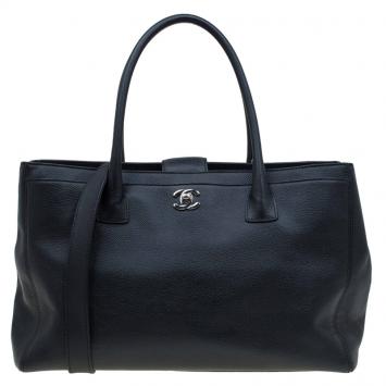 Pre Owned Chanel Black Leather Cerf Shopper Tote