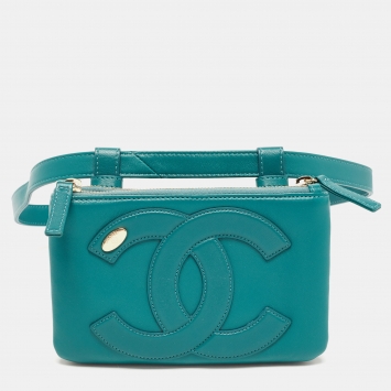 Pre Owned Chanel Green Leather CC Mania Waist Bag