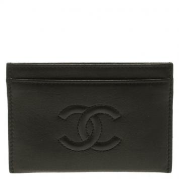 Pre Owned Chanel Black Leather CC Card Holder 