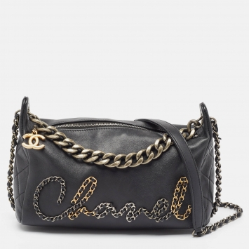 Pre Owned Chanel Black Leather Chain Signature Bag