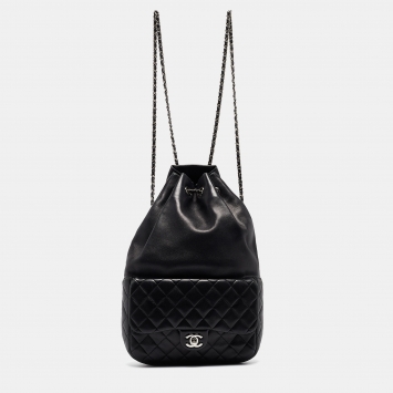 Pre Owned Chanel Black Quilted Leather Seoul Backpack