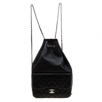 Pre Owned Chanel Black Quilted Leather Seoul Backpack