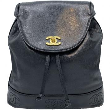 Pre Owned Chanel Black Leather CC Vintage Backpack