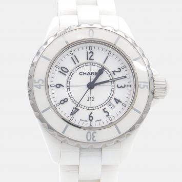 Pre Owned Chanel J12 Quartz Ceramic Stainless Steel Women's Wristwatch 34 mm
