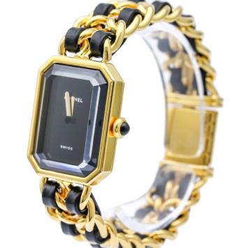 Pre Owned Chanel Black Gold-Plated Steel Premiere Rock Women's Wristwatch 20MM