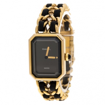Pre Owned Chanel Black Gold-Plated Stainless Steel Premiere Women's Wristwatch 20MM