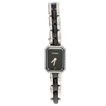 Pre Owned Chanel Black Diamonds Stainless Steel & Ceramic Premiere Mini Women's Wristwatch 15MM