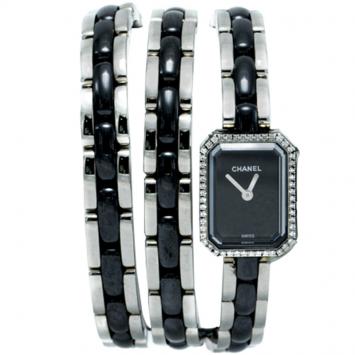 Pre Owned Chanel Black Lacquered Dial Premiere Women's Watch 23MM