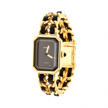 Pre Owned Chanel Black Gold Plated Stainless Steel Premiere Women's Wristwatch 20MM