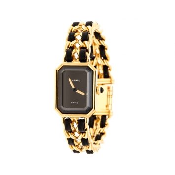 Pre Owned Chanel Black Gold Plated Stainless Steel Premiere Women's Wristwatch 20 mm